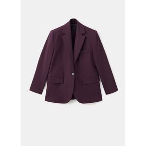 MANGO Wool-Blend Lapel-Collar V-Neck Suit Blazer - XS